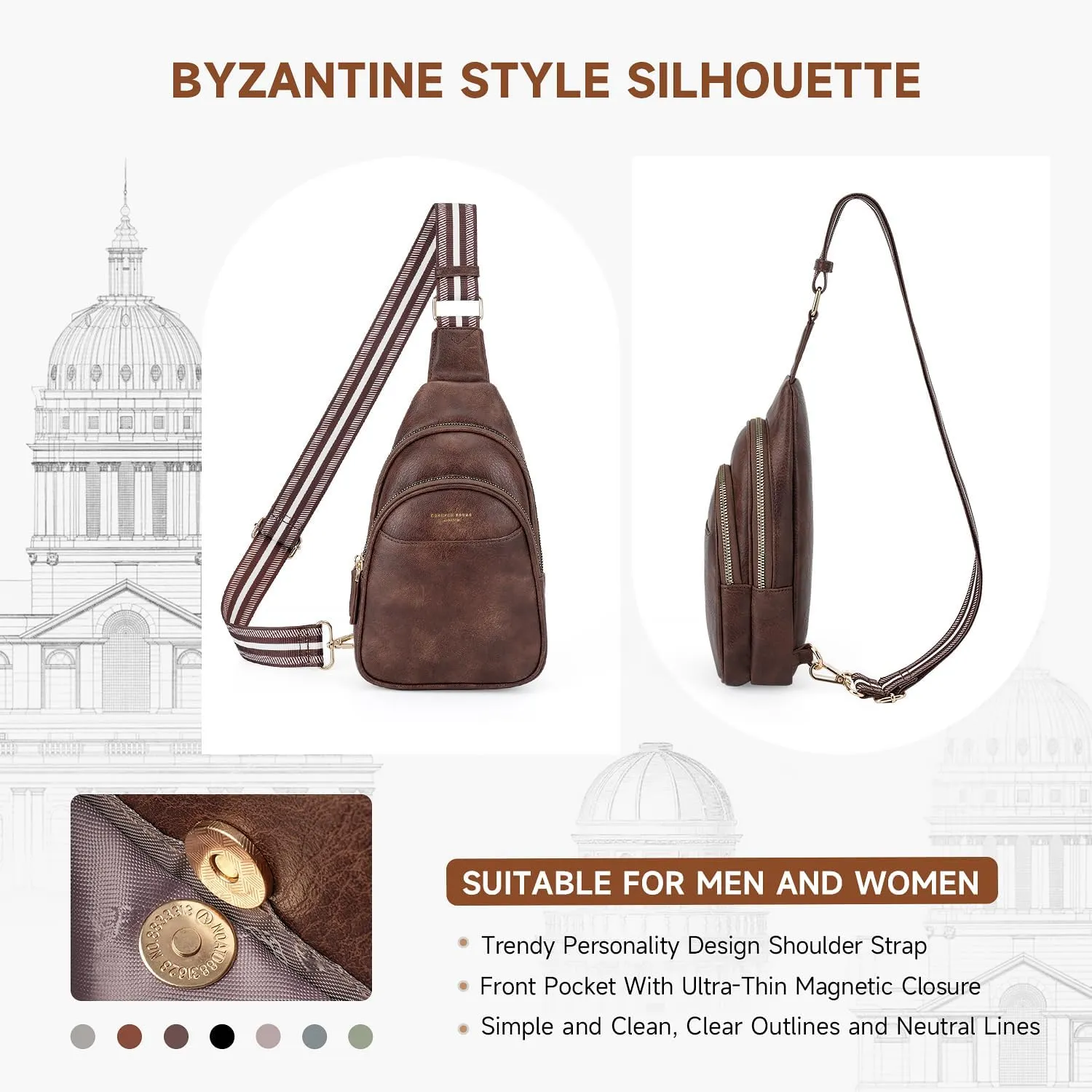APHISON Small Sling Bag Cell Phone Purse Vegan Leather Fanny Crossbody Bag for Women Trendy Chest Backpack Adjustable Strap