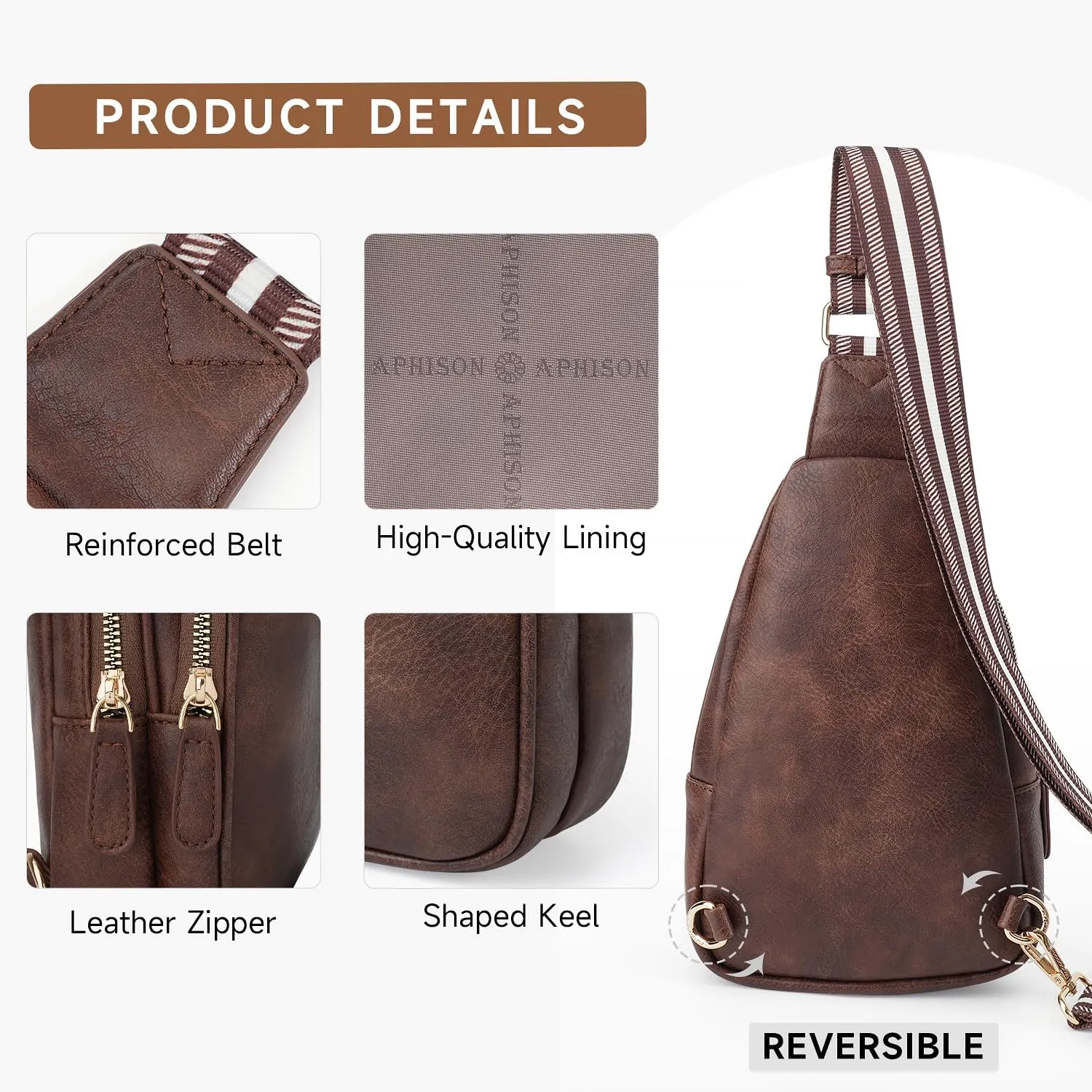 APHISON Small Sling Bag Cell Phone Purse Vegan Leather Fanny Crossbody Bag for Women Trendy Chest Backpack Adjustable Strap