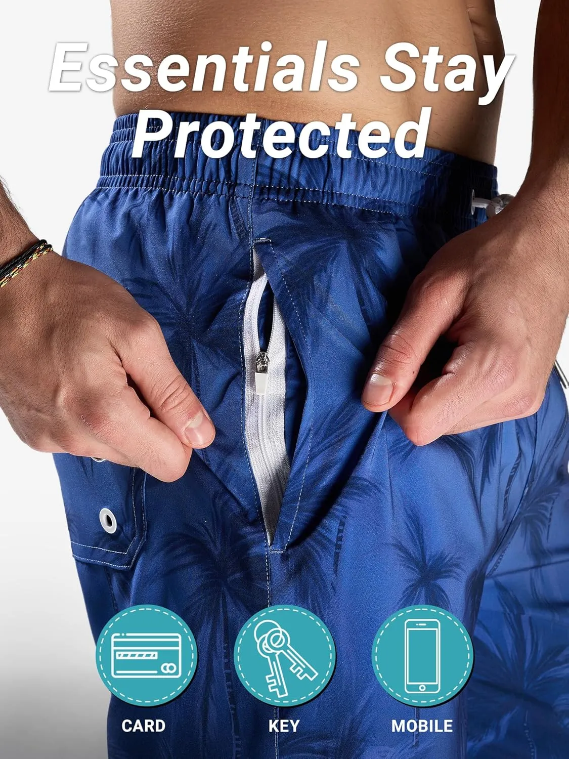 Arcweg Mens Swim Trunks with Compression Liner 2 in 1 9" Swimming Trunks Quick Dry Men's Swimwear for Surfing Summer Beach