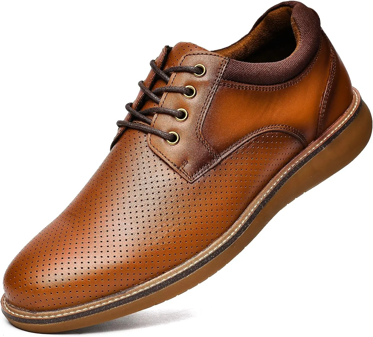 Arkbird Mens Casual Dress Shoes Fashion Sneaker Mens Leather Shoes Business Casual Shoes Men Brown Shoes
