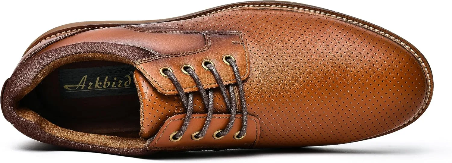 Arkbird Mens Casual Dress Shoes Fashion Sneaker Mens Leather Shoes Business Casual Shoes Men Brown Shoes