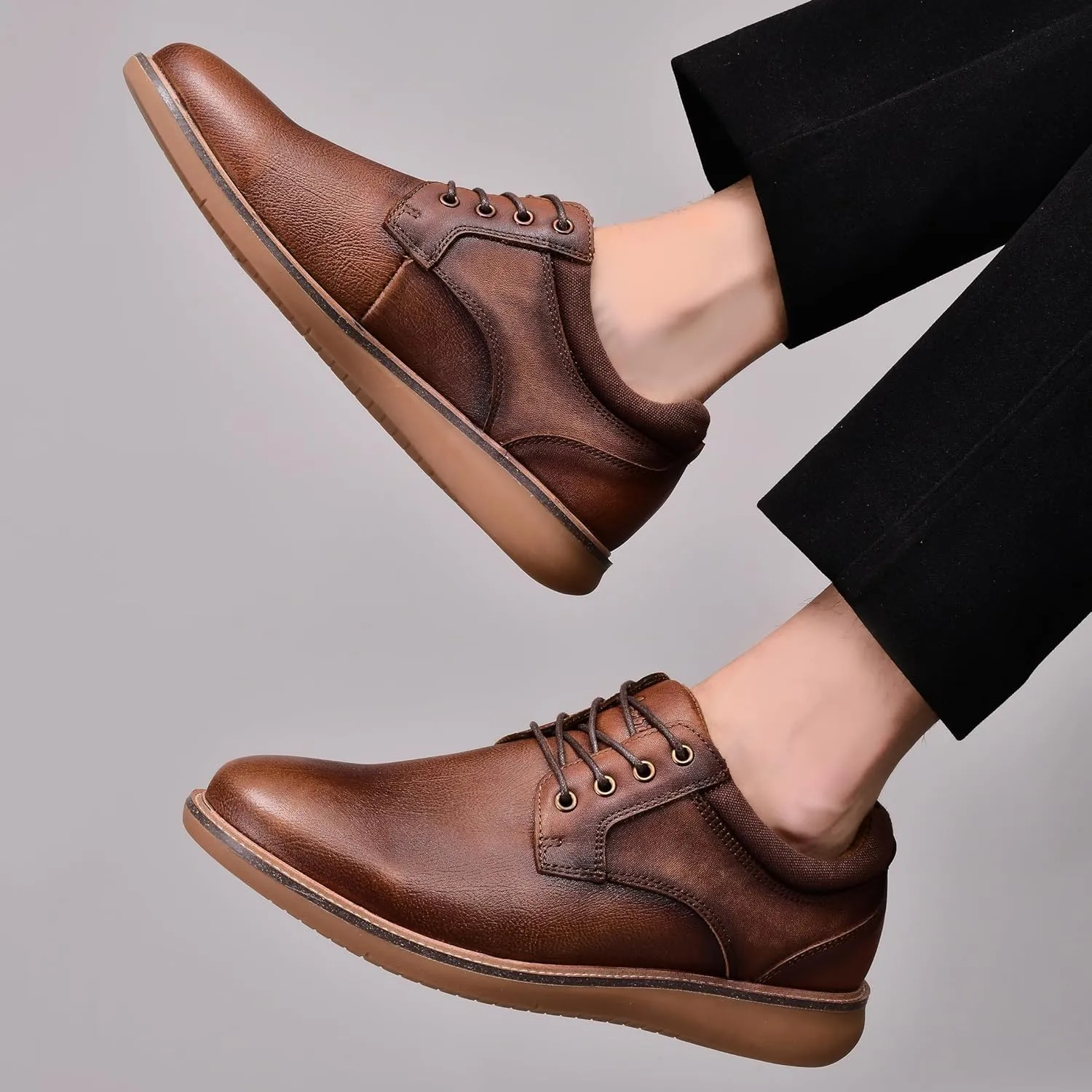 Arkbird Mens Casual Dress Shoes Fashion Sneaker Mens Leather Shoes Business Casual Shoes Men Brown Shoes