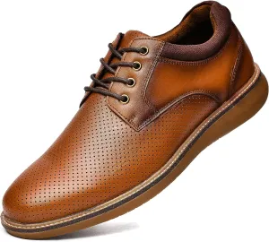 Arkbird Mens Casual Dress Shoes Fashion Sneaker Mens Leather Shoes Business Casual Shoes Men Brown Shoes