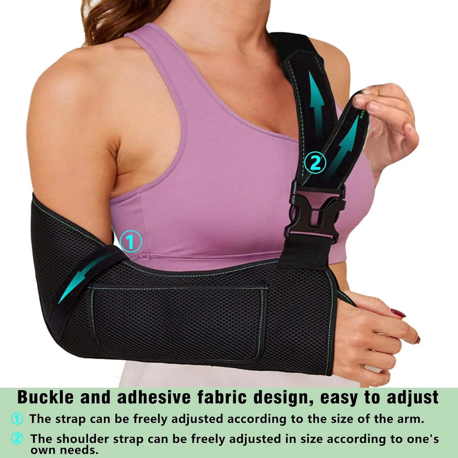 Arm Shoulder Sling,Breathable Medical Sling with Shoulder Pad,support for Women and Men Rotator Cuff Injury,Left or Right Arm,Elbow,Clavicle Fracture Post-Surgery(Black,Medium)