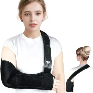 Arm Shoulder Sling,Breathable Medical Sling with Shoulder Pad,support for Women and Men Rotator Cuff Injury,Left or Right Arm,Elbow,Clavicle Fracture Post-Surgery(Black,Small)