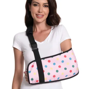 Arm Sling for Broken Arm Torn Rotator Cuff Shoulder Elbow Wrist injury Printed Brace Support for Adults and Women with Lovely Dot