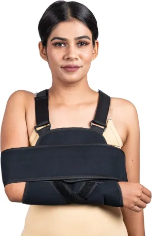 Arm Sling Shoulder Brace - Best Fully Adjustable Rotator Cuff and Elbow Support - Includes Immobilizer Band for Quick Recovery - for Men and Women