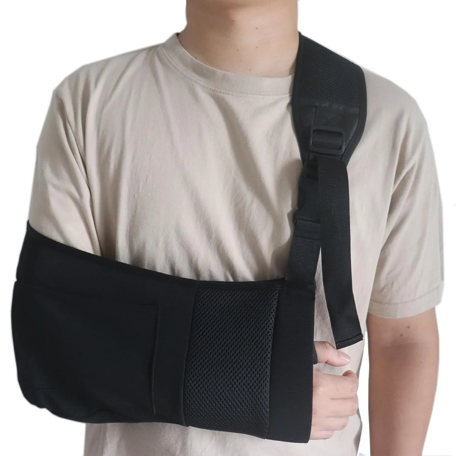 Arm Sling Shoulder Immobilizer for Men & Women - Lightweight Breathable Rotator Cuff Support Brace with Pocket, Fits Left & Right Arms, Ideal for Wrist & Elbow Injuries, One Size