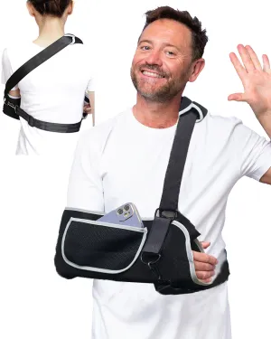 Arm Sling Shoulder Immobilizer, Medical Rotator Cuff Support Brace with Pocket, Sling for Shoulder Injury, Arm Injury, Left & Right Arm, Men & Women, for Dislocated, Fracture, Strained (Large)
