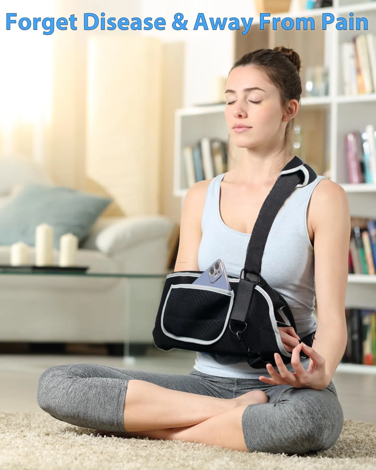 Arm Sling Shoulder Immobilizer, Medical Rotator Cuff Support Brace with Pocket, Sling for Shoulder Injury, Arm Injury, Left & Right Arm, Men & Women, for Dislocated, Fracture, Strained (Large)