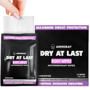 Armoray Dry At Last Body Antiperspirant Wipes - Individually Wrapped - Deodorant Wipes Women for Sweat Protection - Hyperhidrosis Anti Perspirant Women & Men - for Anti Sweating Hands