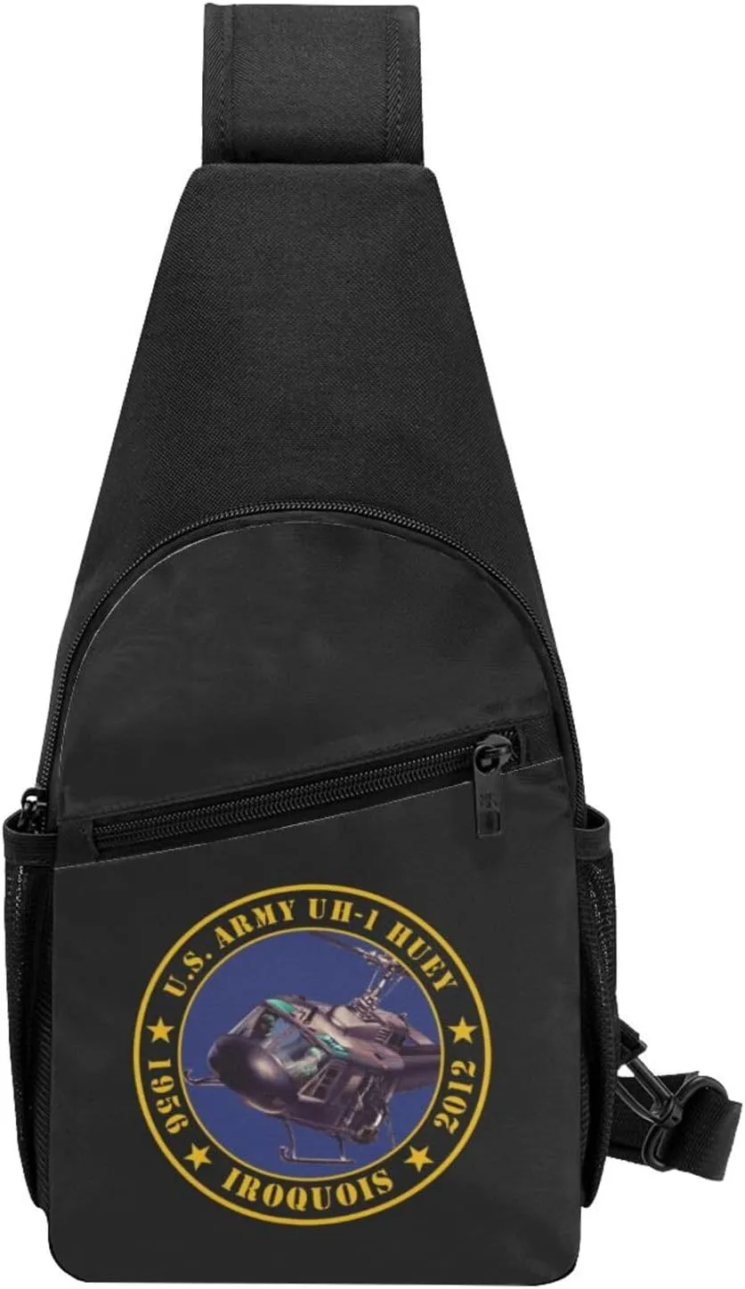 Army UH-1 Huey Tribute Sling Bag Crossbody Backpack Shoulder Casual Daypack Bags for Men