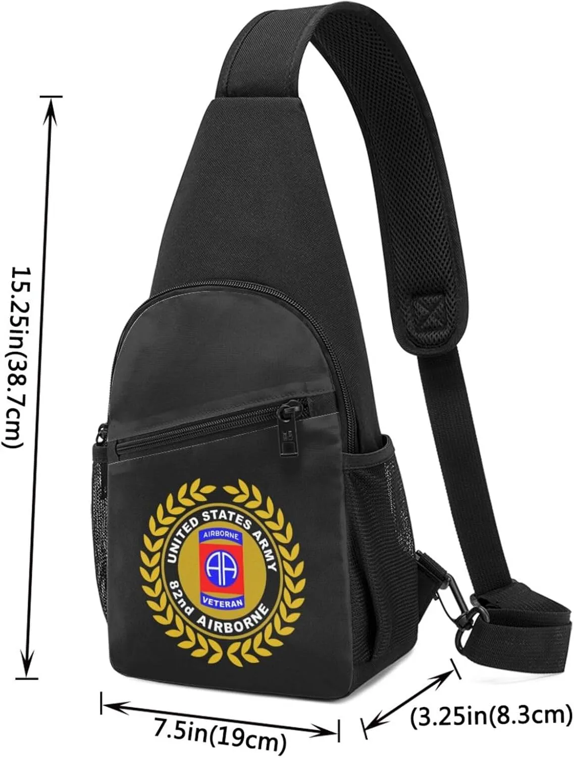 Army Veteran 82nd Airborne Sling Bag Crossbody Backpack Shoulder Casual Daypack Bags for Men