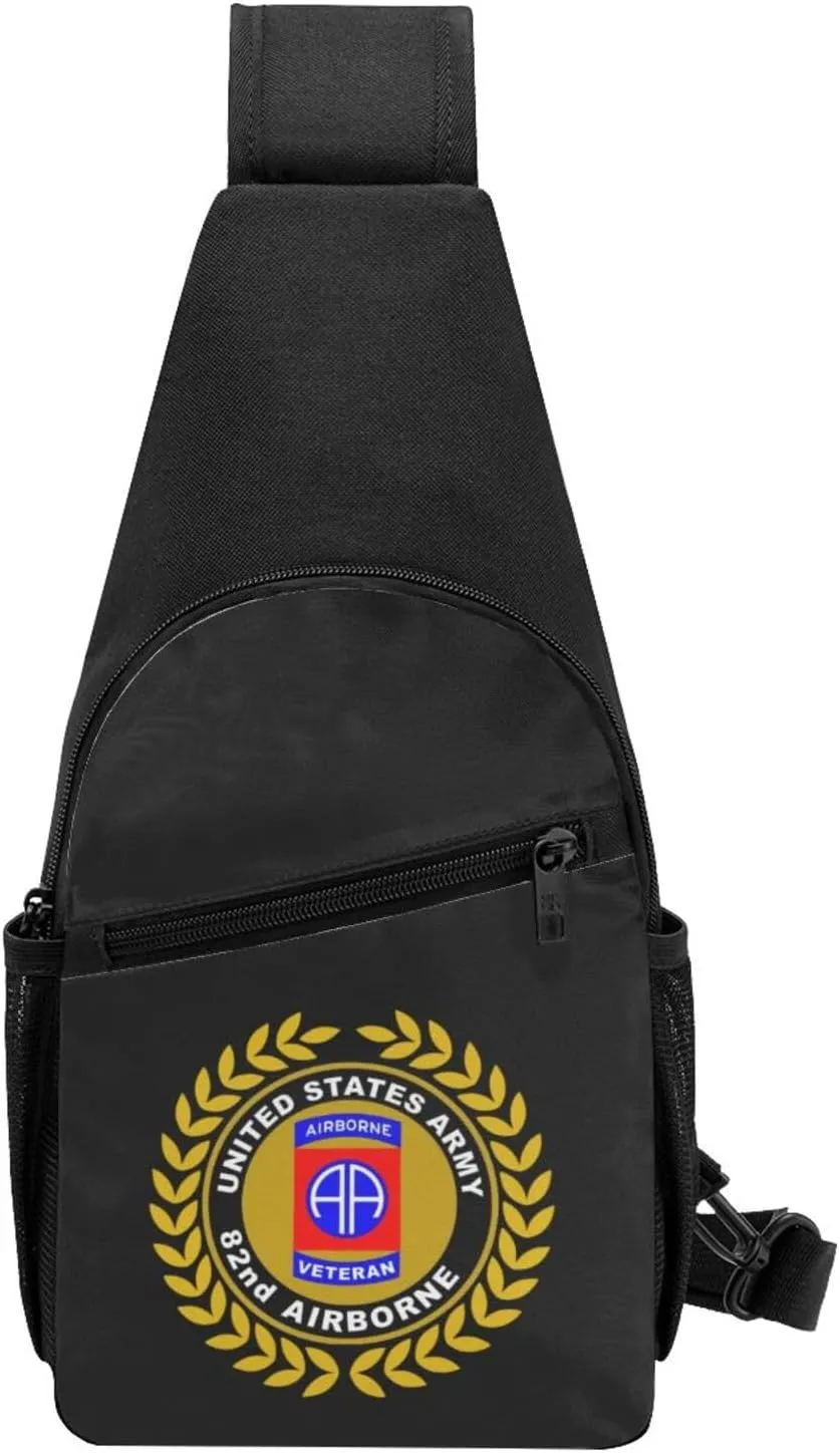 Army Veteran 82nd Airborne Sling Bag Crossbody Backpack Shoulder Casual Daypack Bags for Men