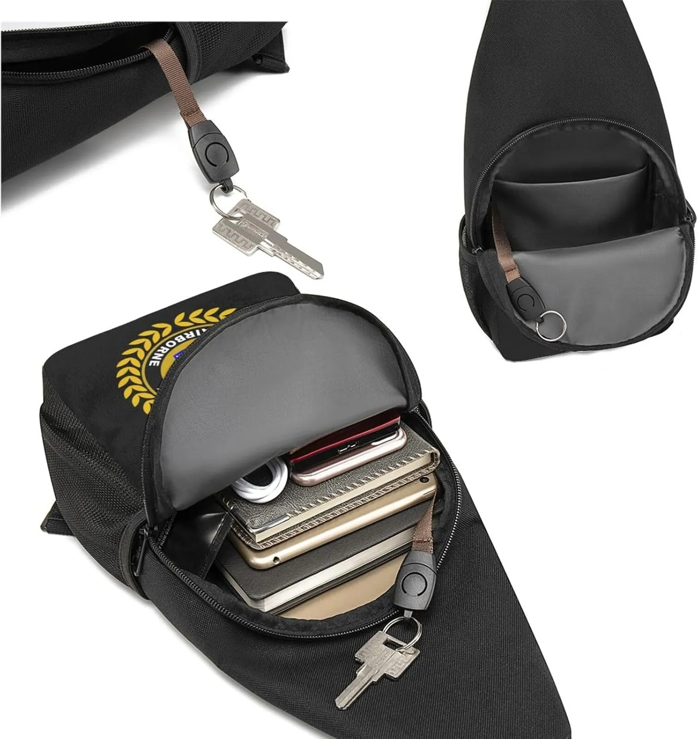 Army Veteran 82nd Airborne Sling Bag Crossbody Backpack Shoulder Casual Daypack Bags for Men