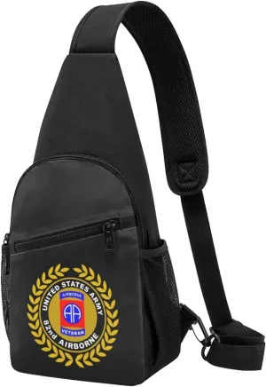 Army Veteran 82nd Airborne Sling Bag Crossbody Backpack Shoulder Casual Daypack Bags for Men