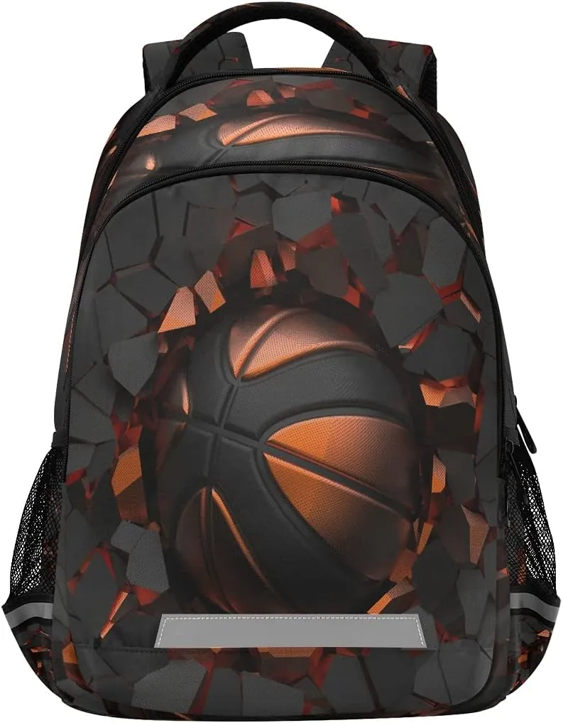 Art Painting Sport Basketball Crash Backpack School Bookbag Laptop Purse Casual Daypack for Teen Girls Women Boys Men College Travel