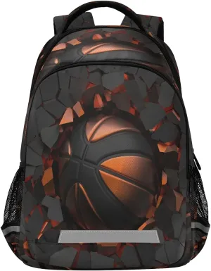Art Painting Sport Basketball Crash Backpack School Bookbag Laptop Purse Casual Daypack for Teen Girls Women Boys Men College Travel