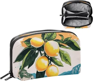 Art Summer Coast Lemon Branch Electronics Organizer, Cord Cable Storage Bag Waterproof for Home Travelling, Electronic Accessories Case for Charge Mouse USB SD Card Hard Drives