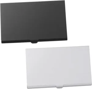 ARTIBETTER 2pcs Portable Aluminum Alloy Business Card Holder Case Stylish Organizer for Business Id Credit Cards Black Silver for Briefcase Handbag