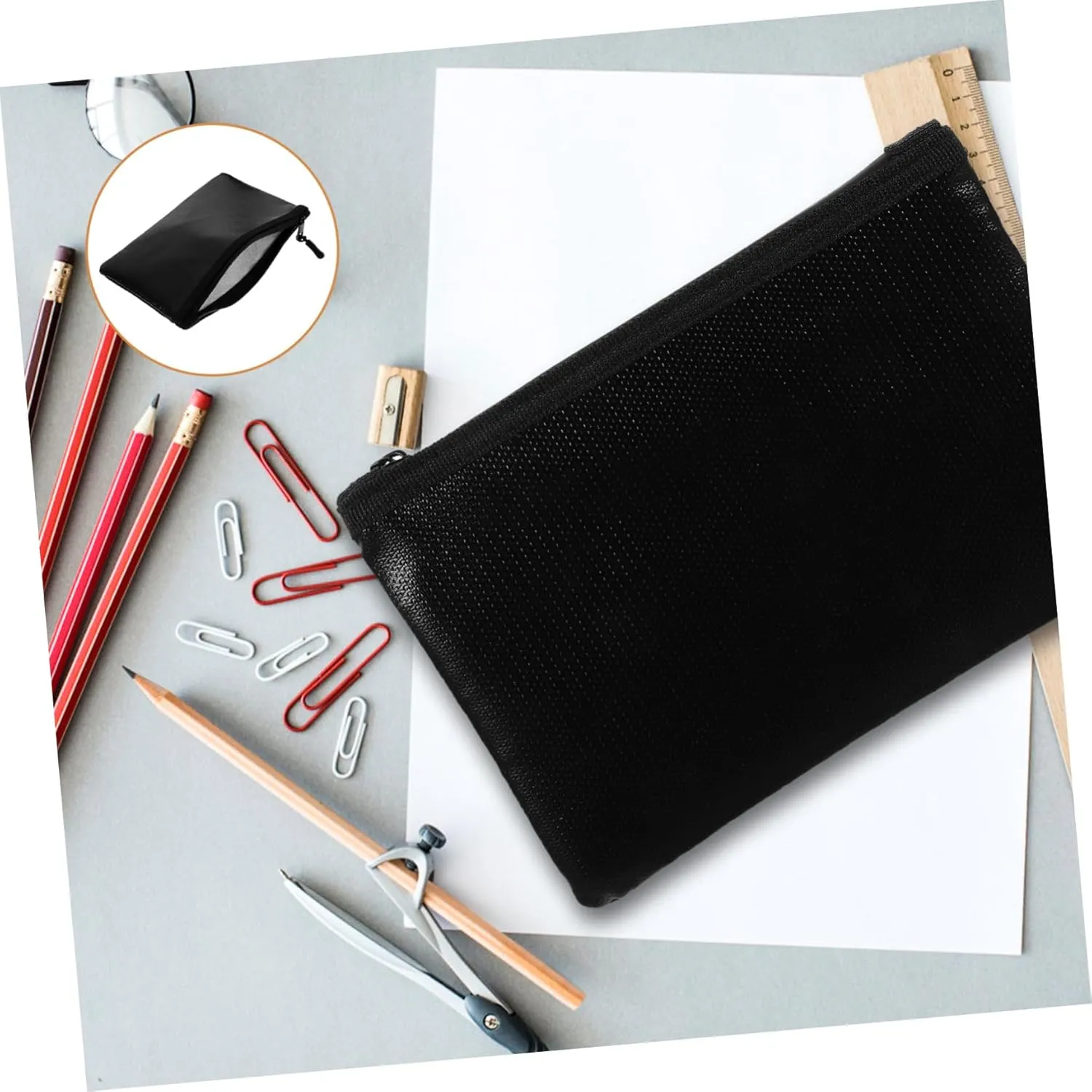 Artibetter Fireproof Document Bag Fireproof Fiberglass Silicone Receipt Container for Teachers Bank Staff Students Workers