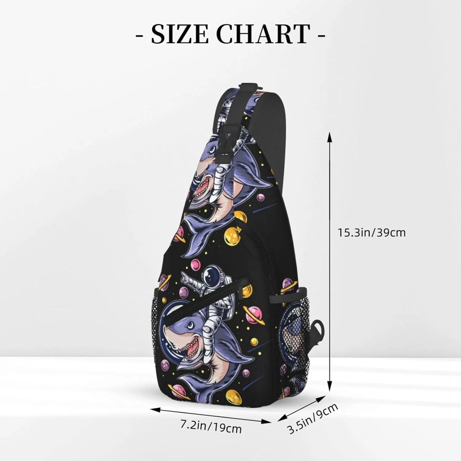 Astronauts Ride A Shark In Space With The Planets Chest Sling Bag Crossbody Shoulder Backpack Bag Gym Cycling Daypack Travel Hiking Cross Bag