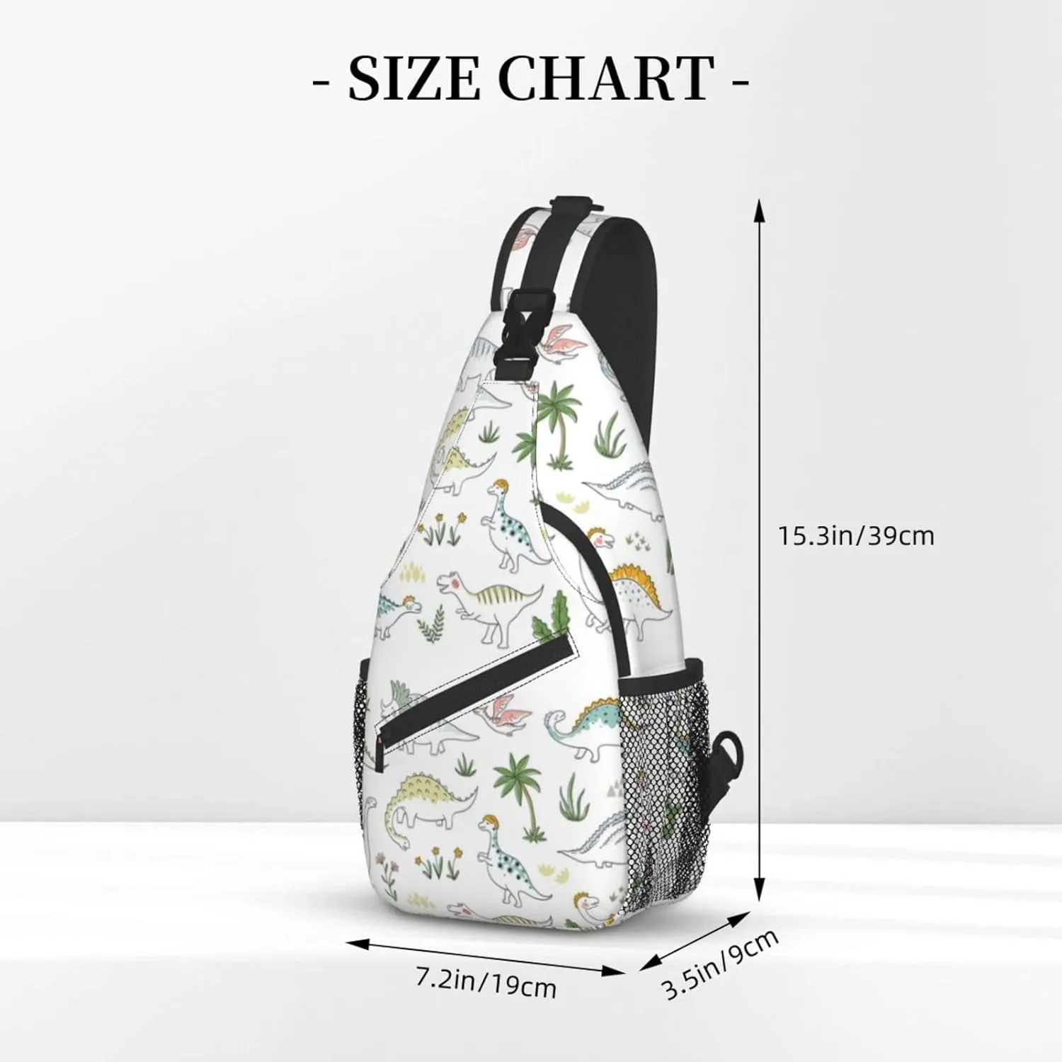 ASYG Cute Dinosaur Sling Bag Dino Crossbody Chest Daypack Casual Backpack Women Shoulder Bag For Travel Picnic