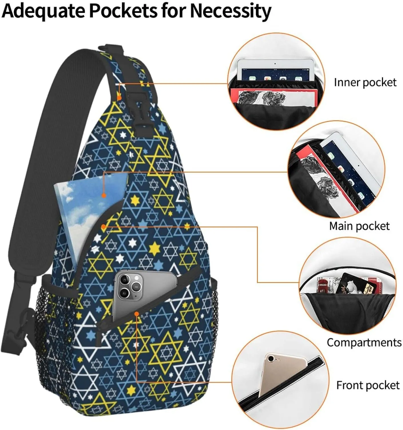 ASYG Israel Sling Bag Israel Crossbody Chest Daypack Casual Backpack Israel Shoulder Bag Israel Flag Bag
