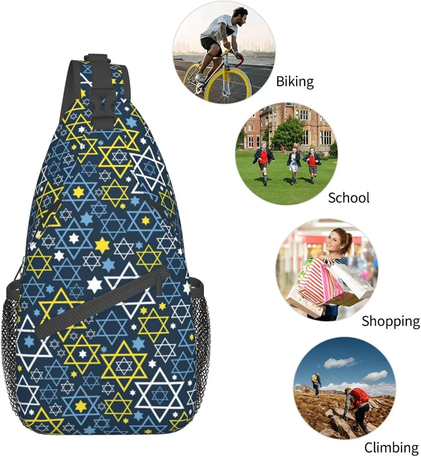 ASYG Israel Sling Bag Israel Crossbody Chest Daypack Casual Backpack Israel Shoulder Bag Israel Flag Bag