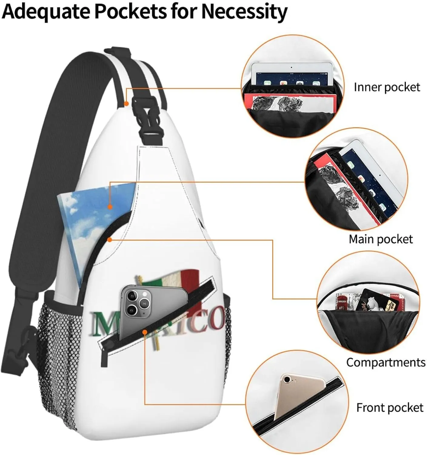 ASYG Mexico Sling Bag Mexico Flag Shoulder Bag Mexico Crossbody Chest Daypack Casual Backpack Bag for Mexican