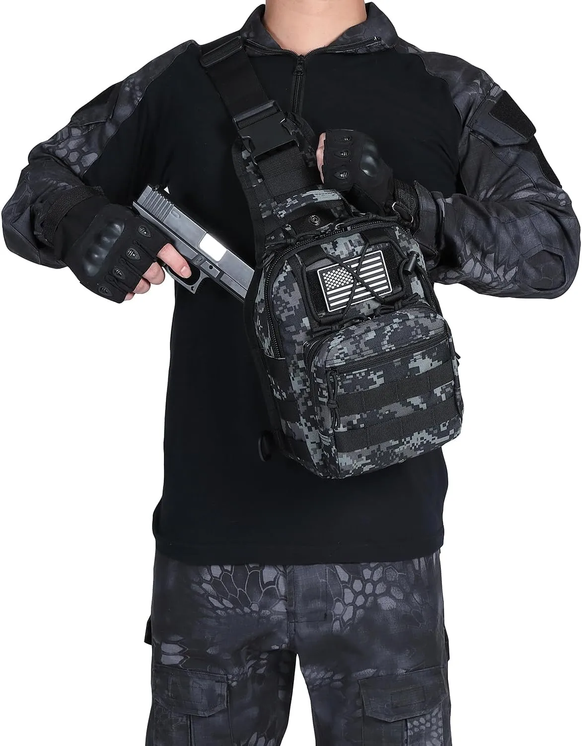 ATBP Small Tactical Sling Backpack Bag for Men Military Shoulder Bag Pack EDC Crossbody Bag for Hiking 7 Liters