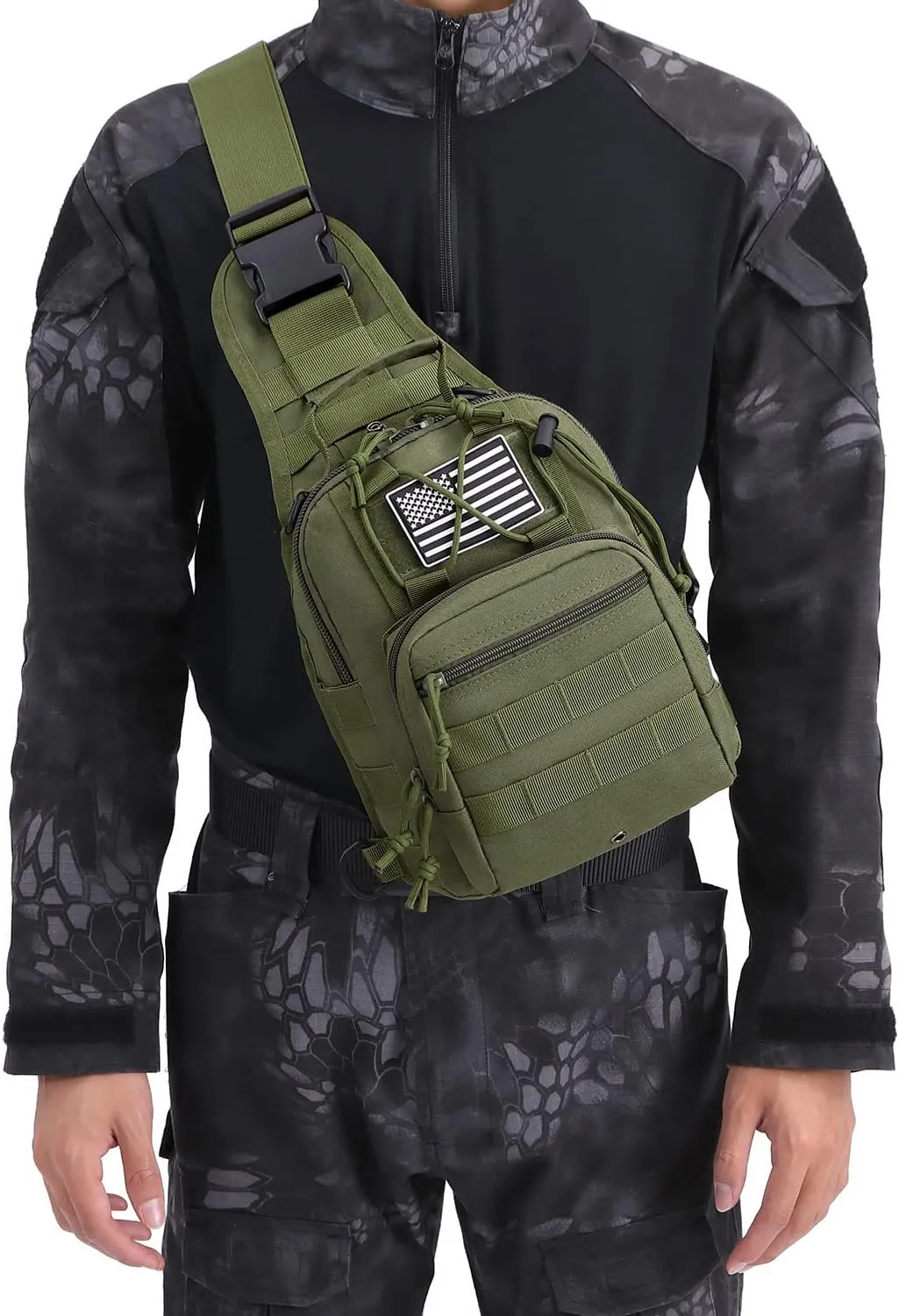 ATBP Small Tactical Sling Backpack Bag for Men Military Shoulder Bag Pack EDC Crossbody Bag for Hiking 7 Liters