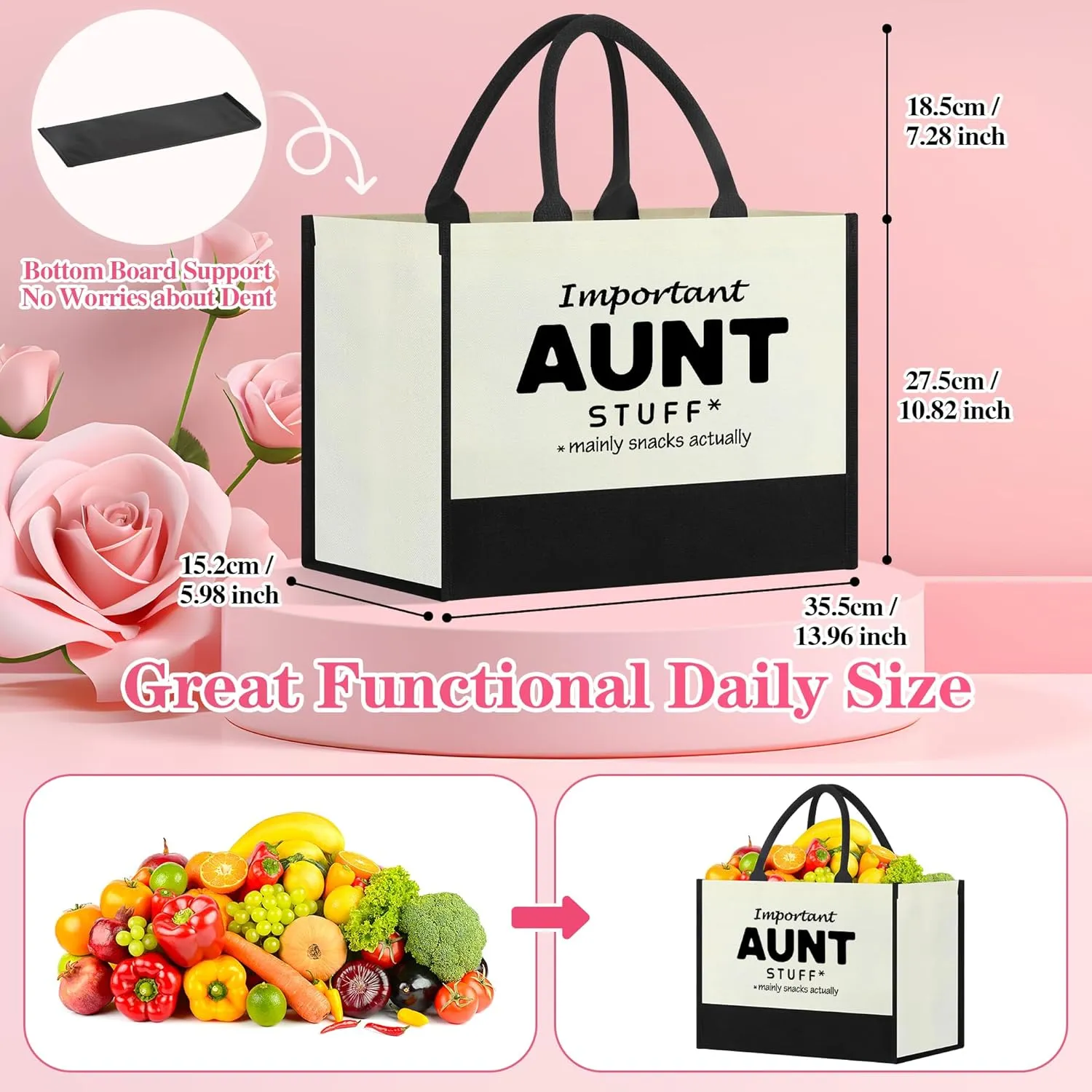 Aunt Gifts,Mothers Day Gift,Birthday Present for New Aunt from Nephew Niece,Women Canvas Tote Bag Shopping Bag Makeup Bag for Auntie,Best Aunt Ever Gifts