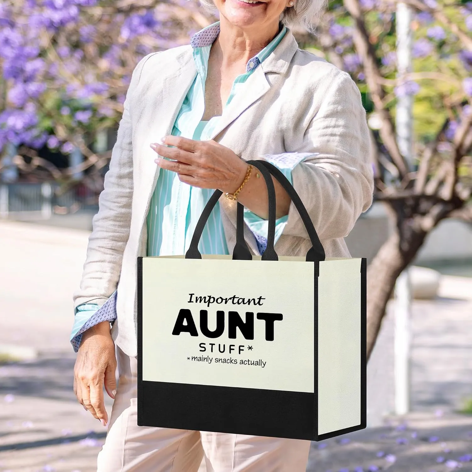 Aunt Gifts,Mothers Day Gift,Birthday Present for New Aunt from Nephew Niece,Women Canvas Tote Bag Shopping Bag Makeup Bag for Auntie,Best Aunt Ever Gifts