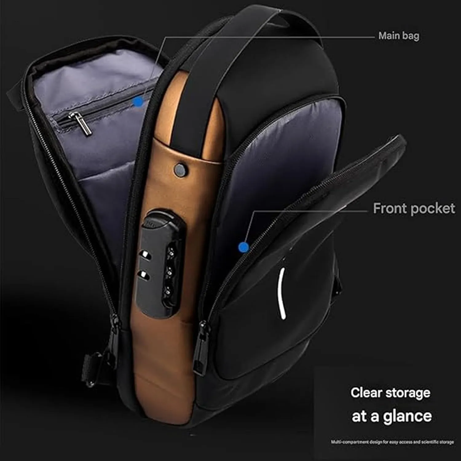 Auricz Bag, Auricz Sling Bag, New Carbon Fiber Streamline Anti-Theft Sling Bag, USB Charging Waterproof Cross Chest Bag (Black)