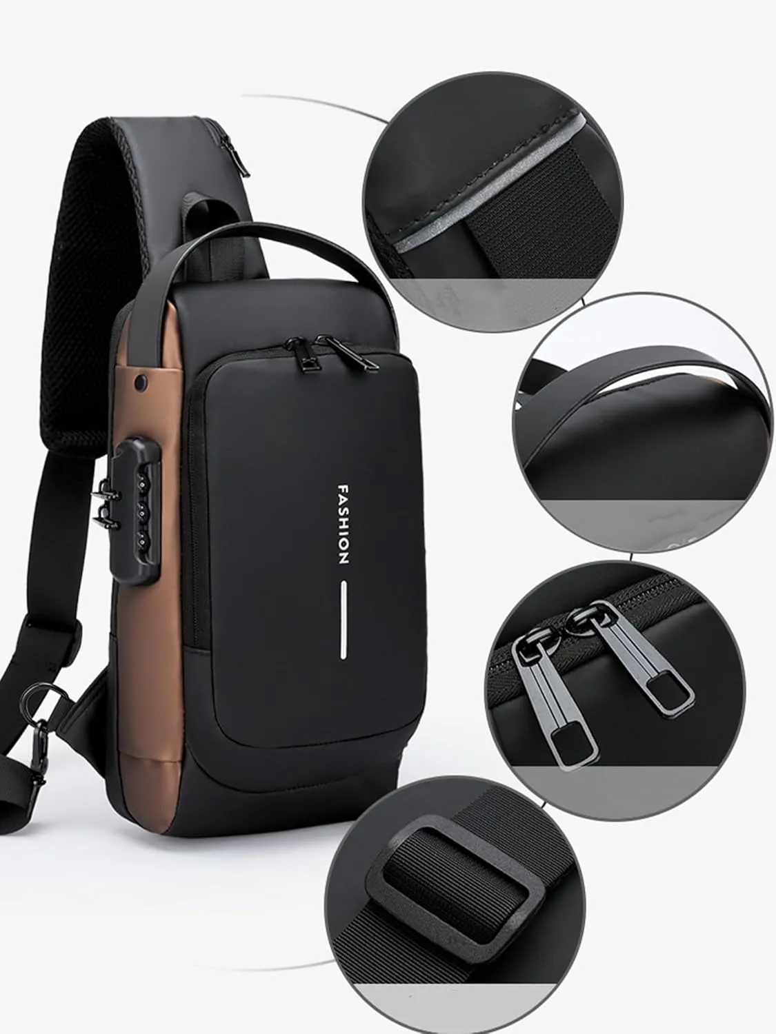Auricz Bag, Auricz Sling Bag, New Carbon Fiber Streamline Anti-Theft Sling Bag, Usb Charging Waterproof Shoulder Backpack (Blue with gold)