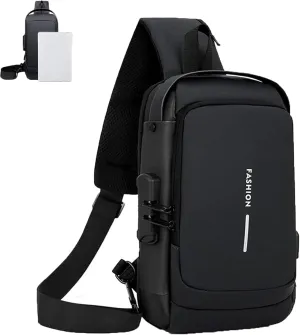 Auricz Sling Bag,New Carbon Fiber Streamline Anti-Theft Sling Bag, for Travel Gym Sports,Anti-Theft and Waterproof (Black)