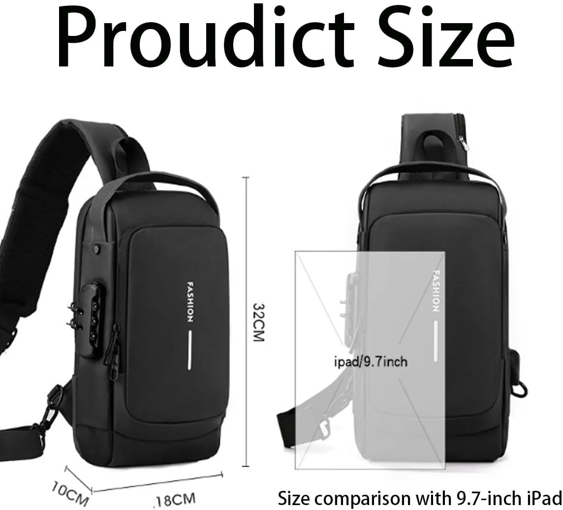 Auricz Sling Bag,New Carbon Fiber Streamline Anti-Theft Sling Bag, for Travel Gym Sports,Anti-Theft and Waterproof (Dark Blue)