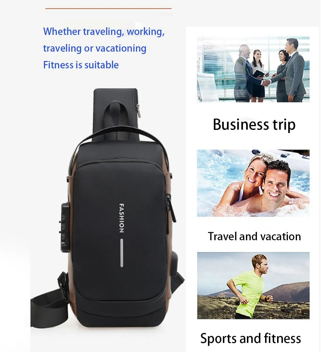 Auricz Sling Bag,New Carbon Fiber Streamline Anti-Theft Sling Bag, for Travel Gym Sports,Anti-Theft and Waterproof (Dark Blue)