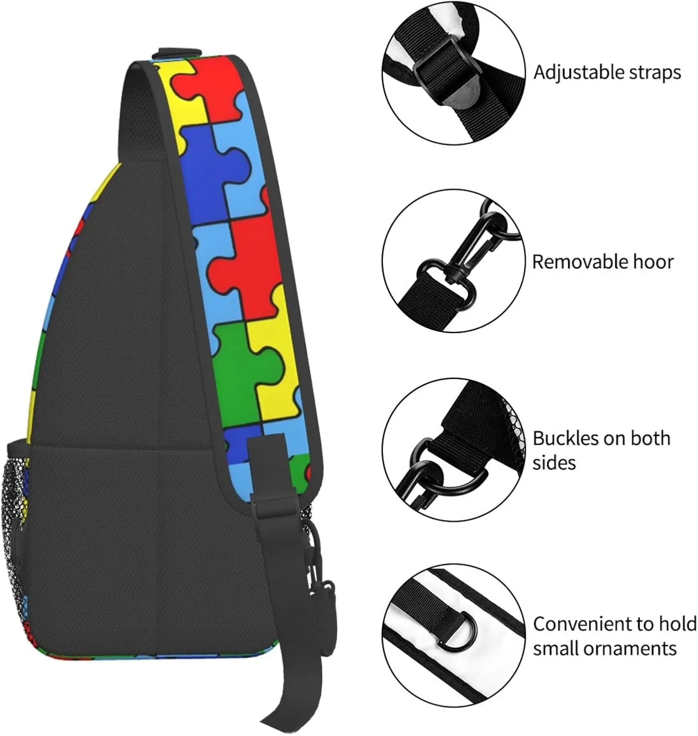 Autism Awareness Bags Women Men Autism Chest Sling Backpack Daypack Crossbody Bag for Outdoors Hiking Traveling