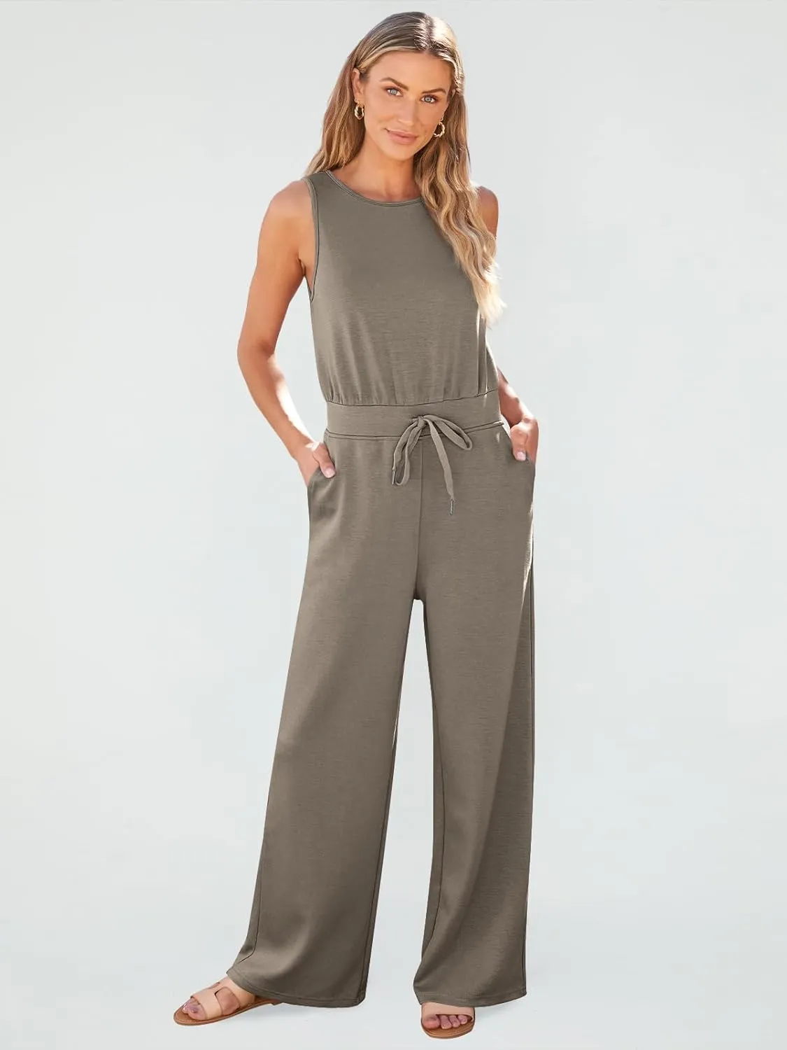AUTOMET Womens Jumpsuits Dressy Summer Outfits Casual Sleeveless Wide Leg Long Pants Rompers Fashion Clothes