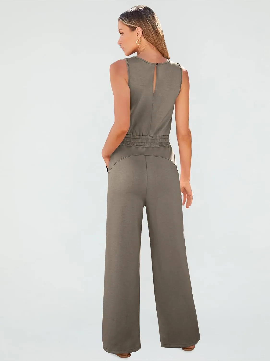 AUTOMET Womens Jumpsuits Dressy Summer Outfits Casual Sleeveless Wide Leg Long Pants Rompers Fashion Clothes