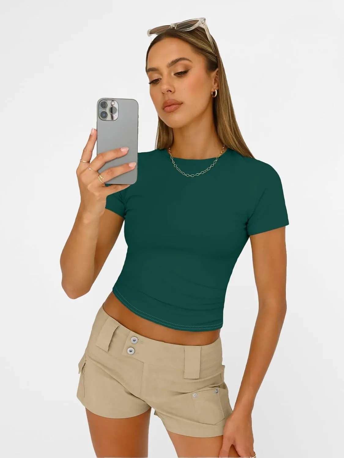 AUTOMET Womens Short Sleeve T Shirts Basic Summer 2025 Workout Tops Crew Neck Gym Crop Tops Trendy Y2K Clothes
