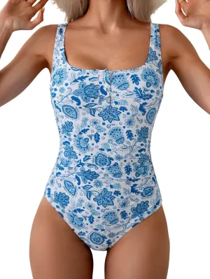 B2prity One Piece Swimsuit for Women Tummy Control Ruched Slimming Bathing Suit Button Full Coverage Swimwear