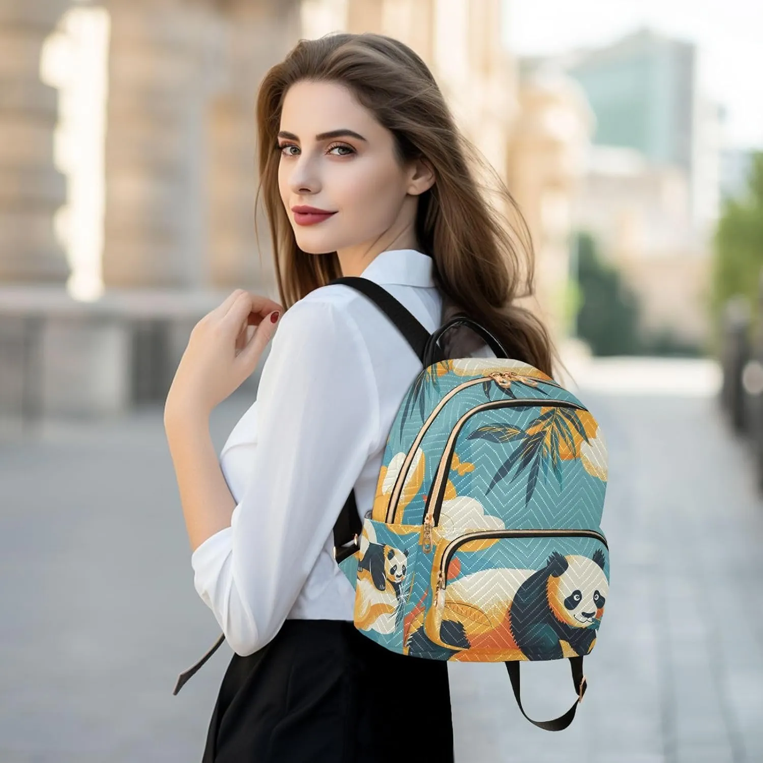 Backpack for Men and Women - Lightweight Laptop Backpack Casual Daypack for College Work Travel, Panda (17) (1), Medium