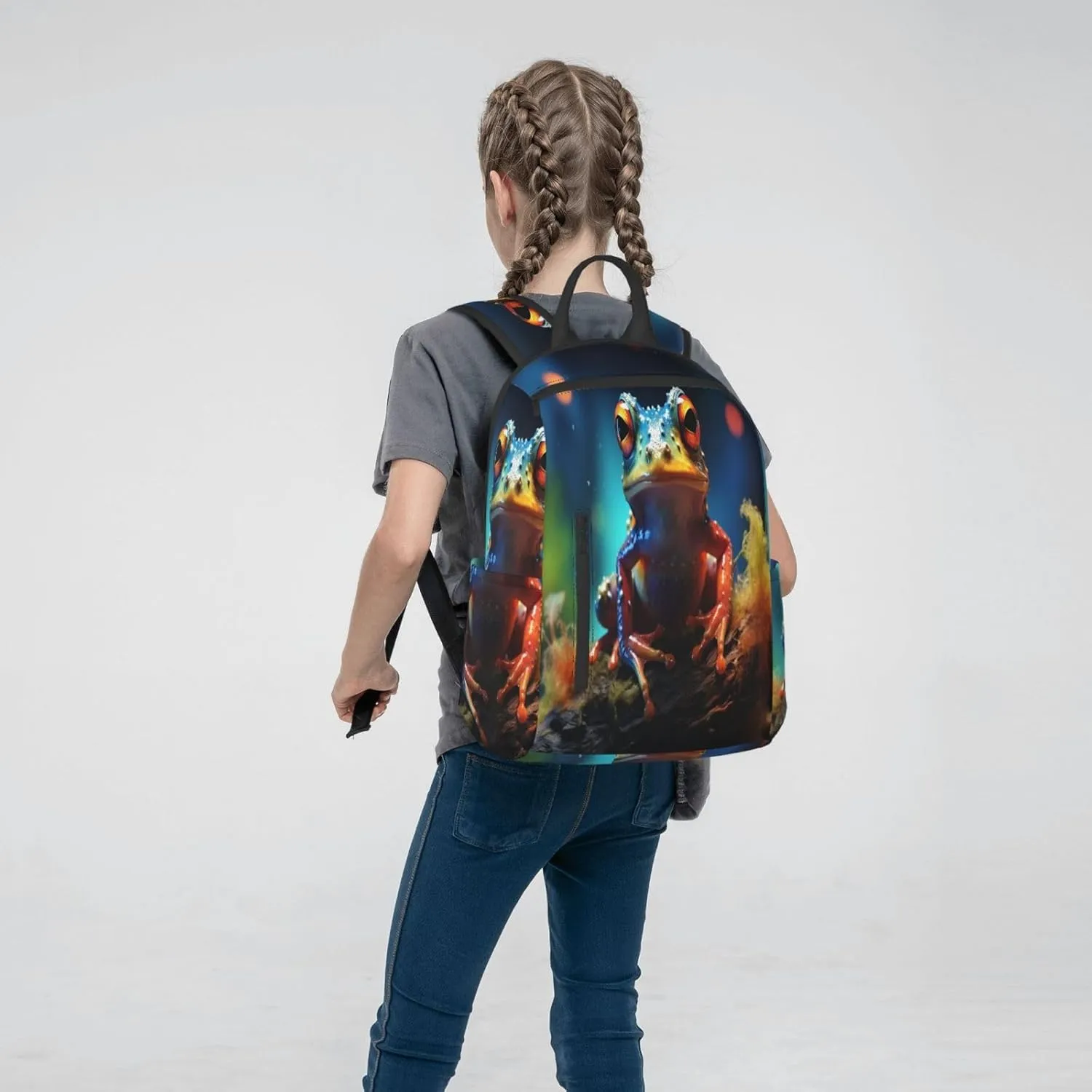 Backpack For Women Men Animal Tree Frog Art Painting Bookbag Lightweight Travel Casual Daypack Water Resistant Outdoor Hiking Sport Rucksack