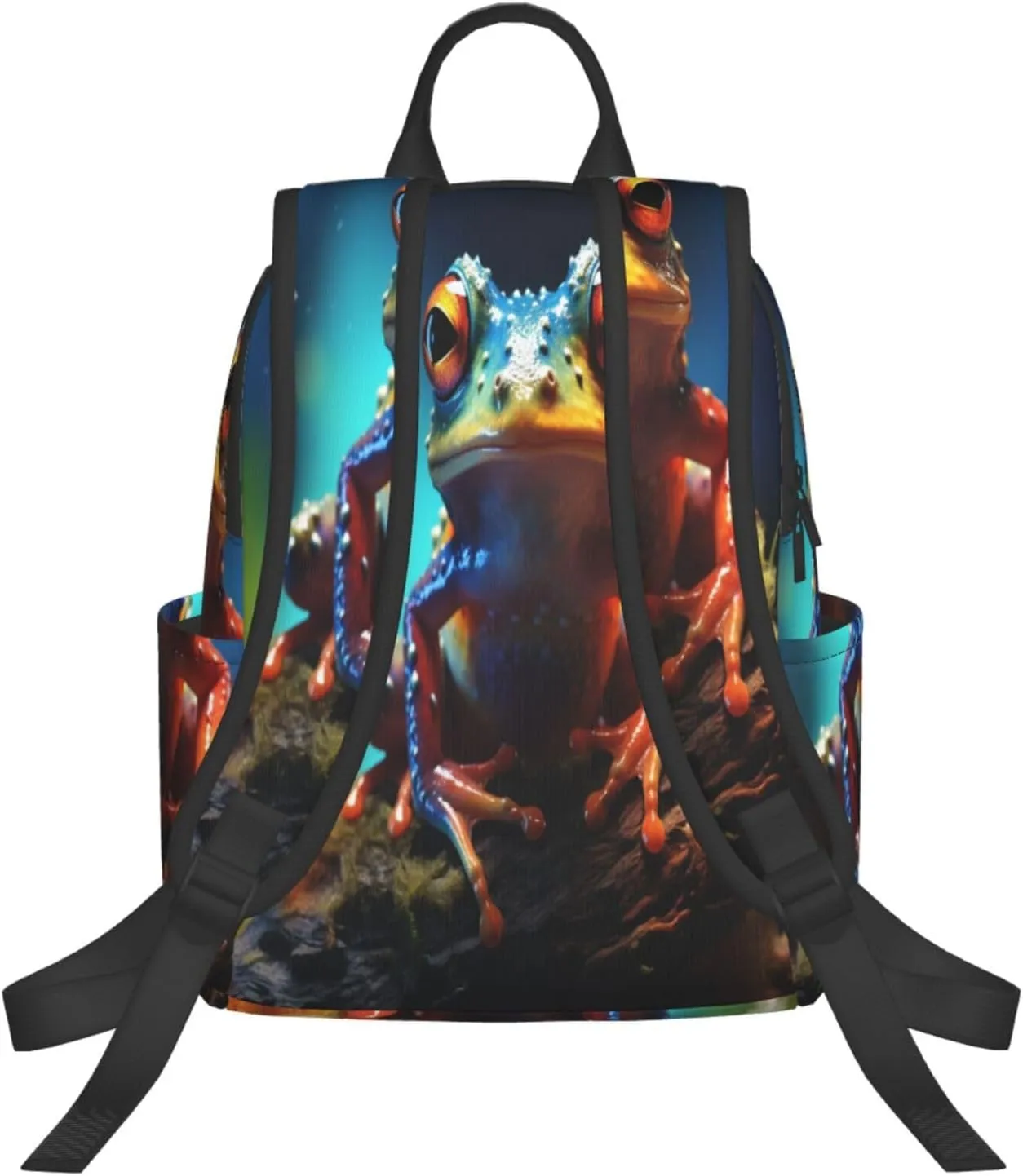 Backpack For Women Men Animal Tree Frog Art Painting Bookbag Lightweight Travel Casual Daypack Water Resistant Outdoor Hiking Sport Rucksack