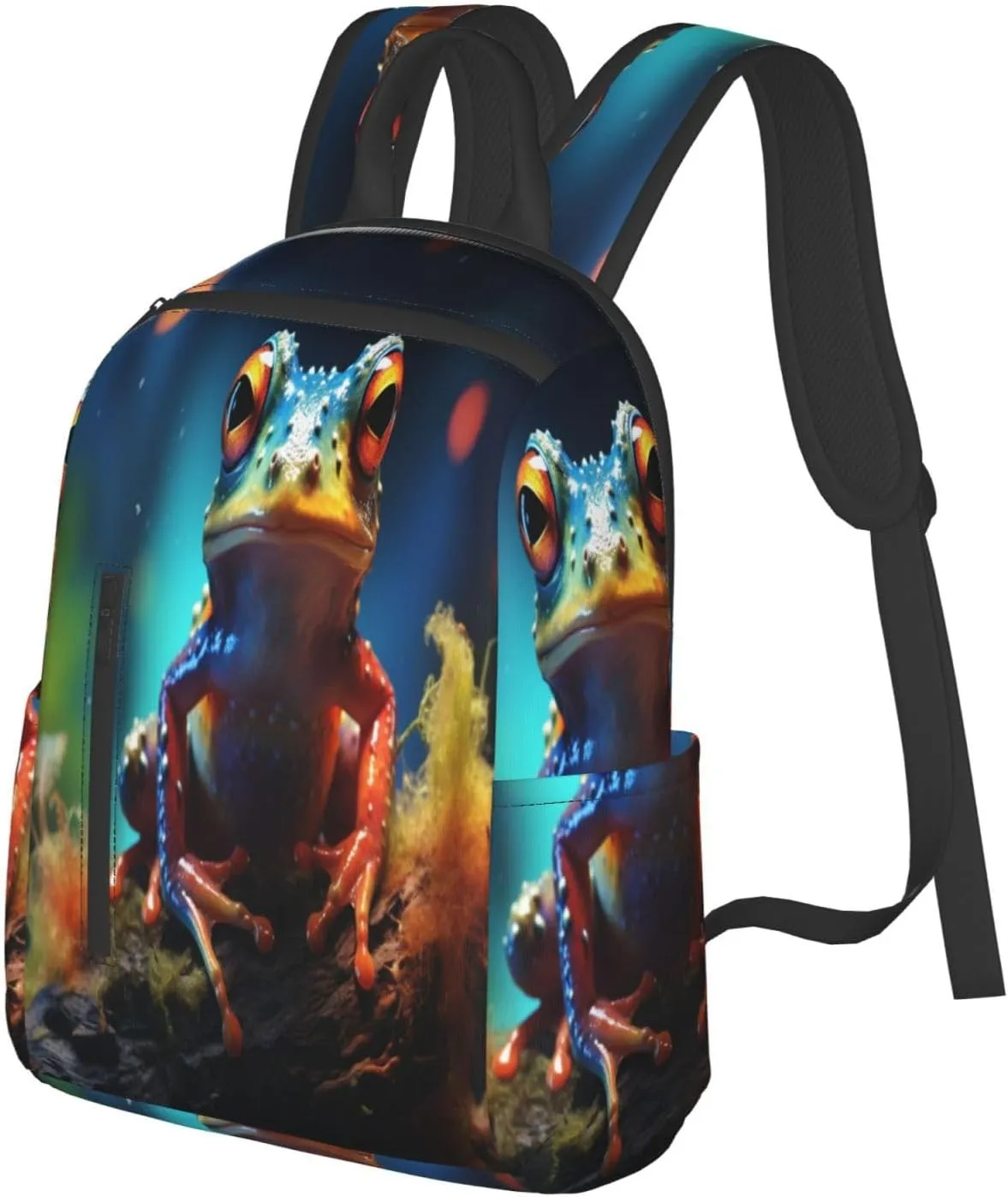 Backpack For Women Men Animal Tree Frog Art Painting Bookbag Lightweight Travel Casual Daypack Water Resistant Outdoor Hiking Sport Rucksack