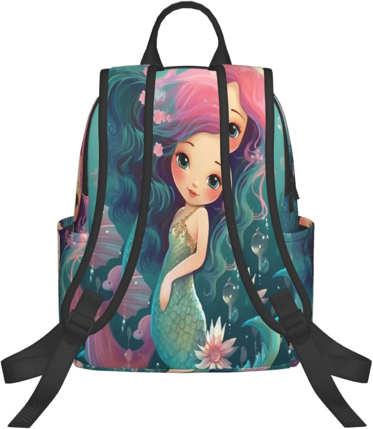Backpack For Women Men Cute Mermaid Seahorse Animal Bookbag Lightweight Travel Casual Daypack Water Resistant Outdoor Hiking Sport Rucksack