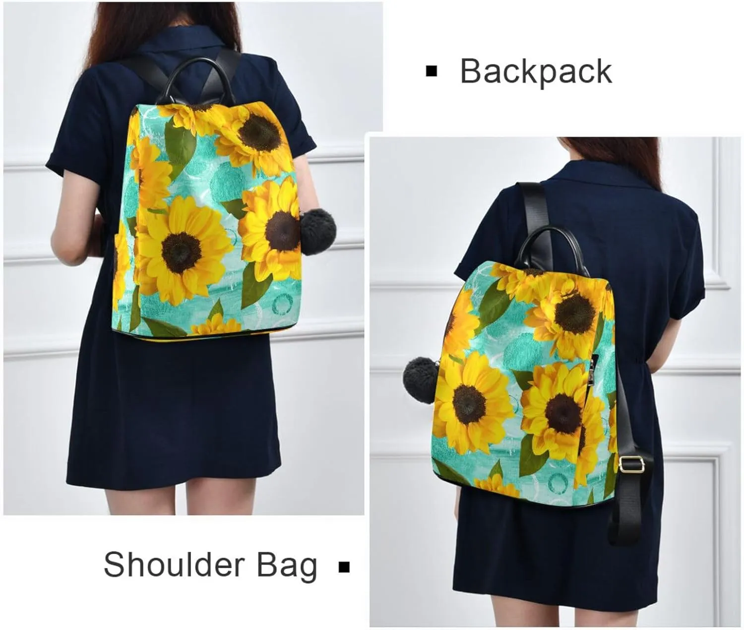 Backpack Purse for Women Anti Theft Fashion Daypack Polyester Travel Bag Crossbody Shoulder Bag Sunflower 13.4 X 5.9 X 15in Pattern 5